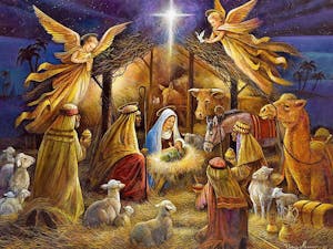Christmas nativity scene, with manger
