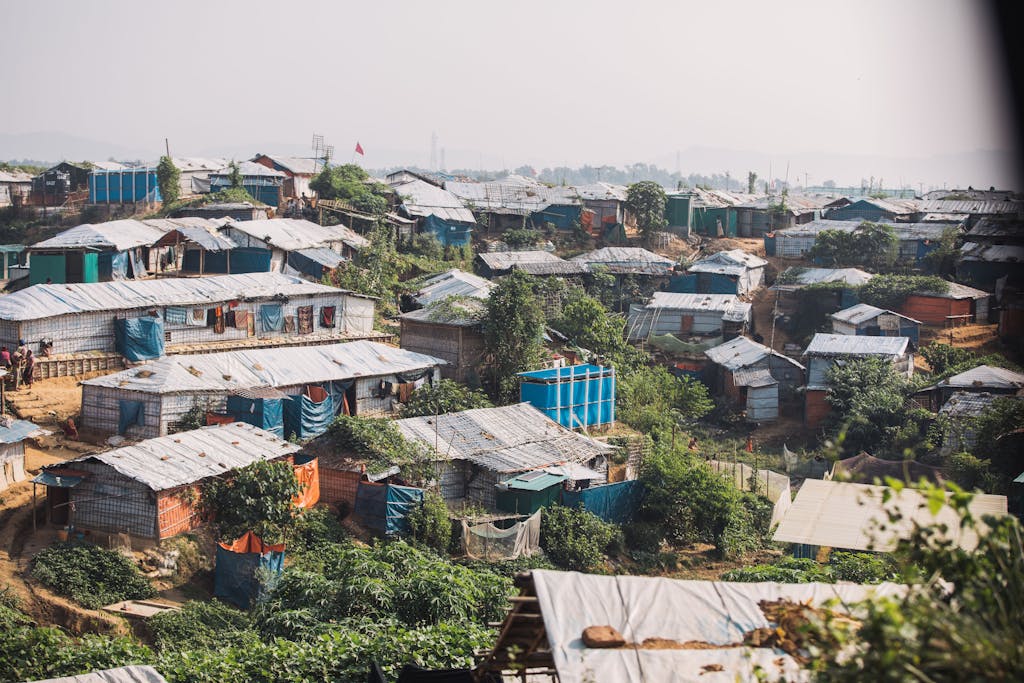 landscape scene of Rohingya refugee camp in Bangladesh