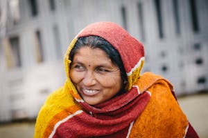 A Woman in India Smiling