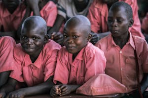 Students in Uganda Sitting in School