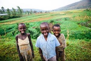 Three Children in Rwanda Smiling