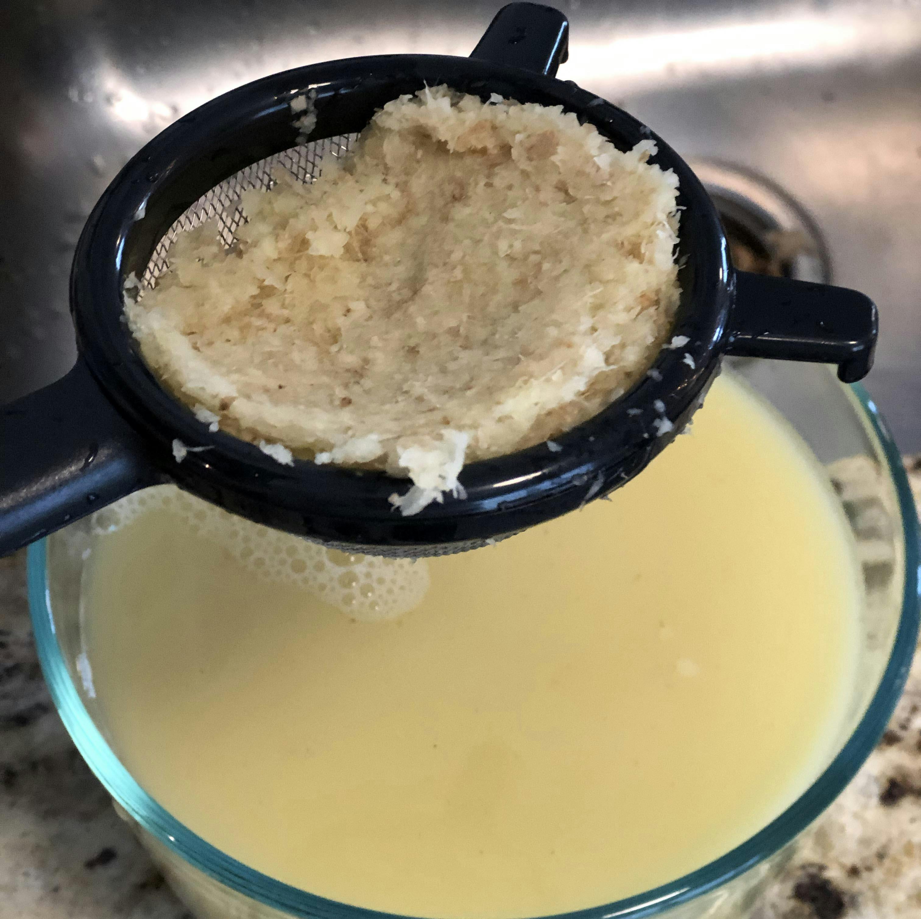 ginger pulp strained to create juice