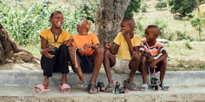 Children laugh together in the Dominican Republic.