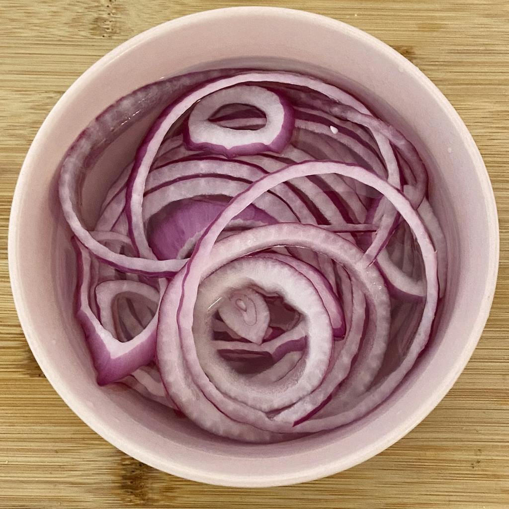 chopped onion in vinegar