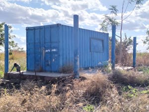 The 40-foot container Rosita and other families lived in after the cyclone destroyed homes.