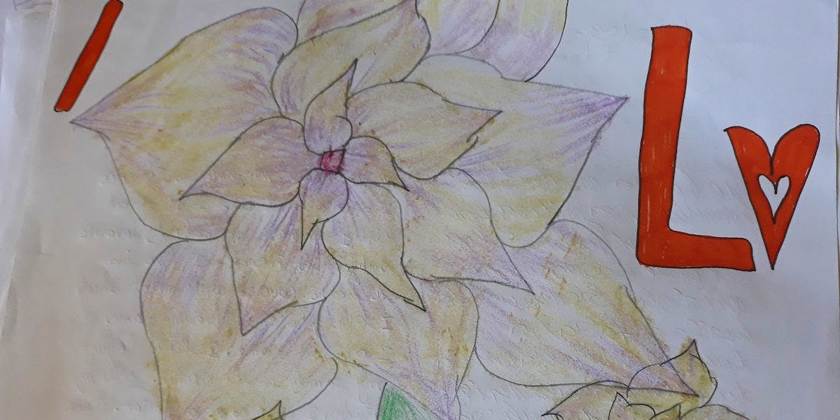 A flower drawn by a child for their sponsor. 