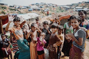Rohingya children in Bangladesh showing their clean hands.