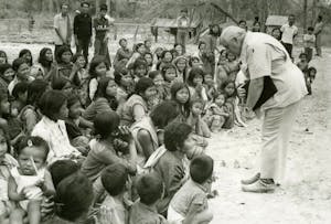 Larry Ward with children in Cambodia
