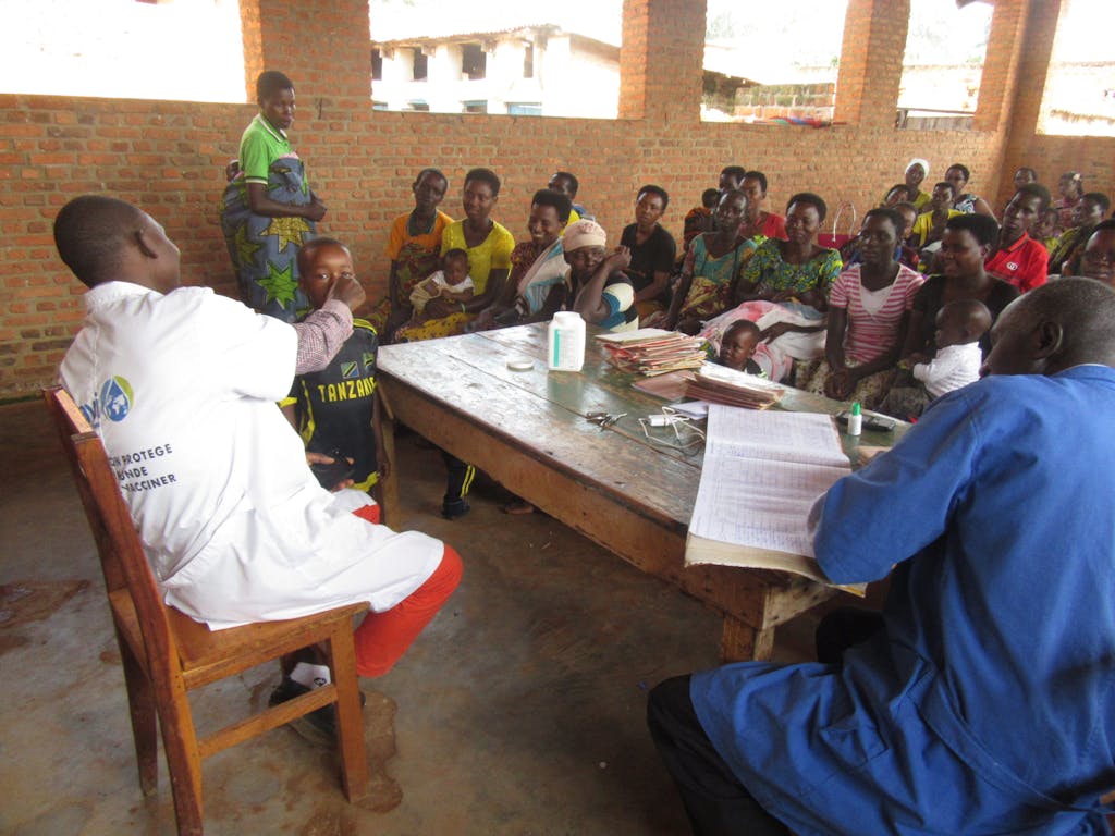 Child taking deworming medication
