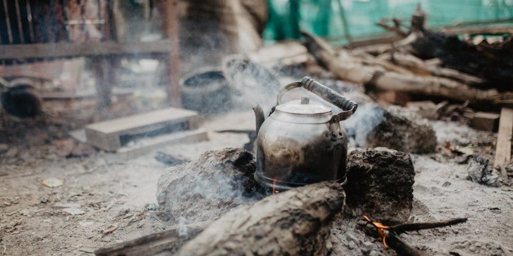 Tea Pot on a Fire in Cambodia
