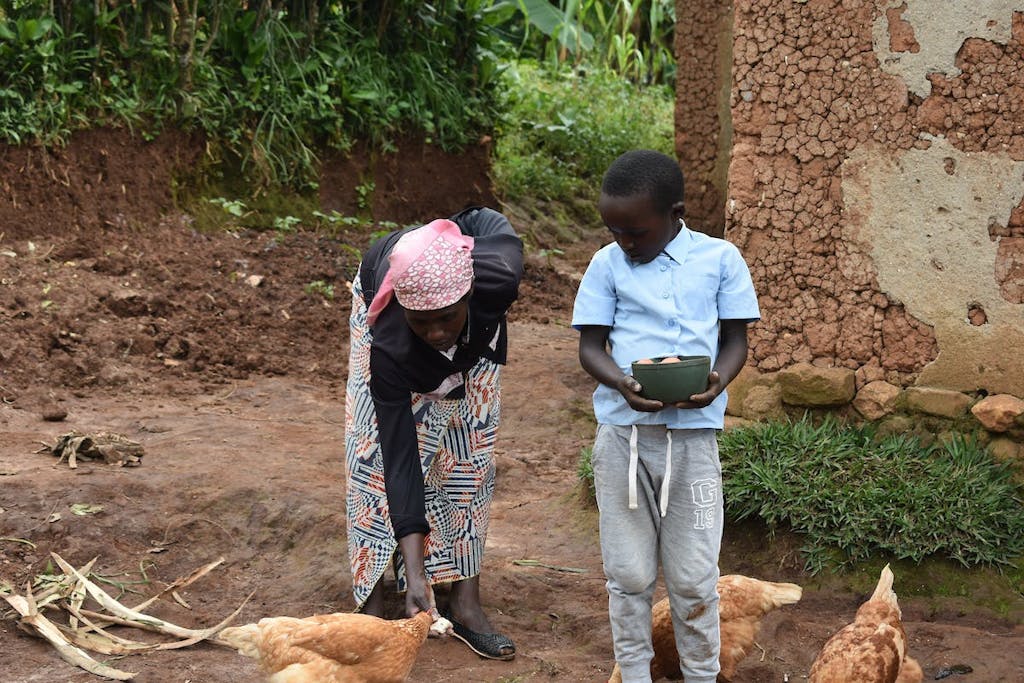 Mother and Child with Chickens